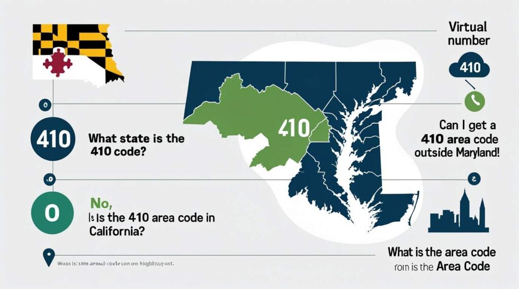 Infographic answering key questions about the 410 area code.