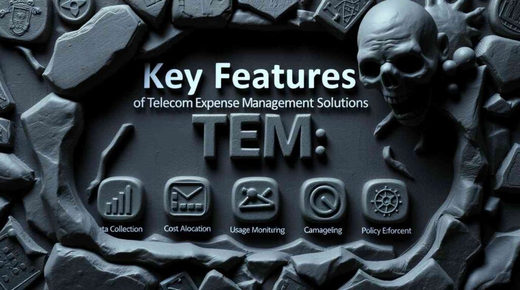 Infographic on key features of Telecom Expense Management.