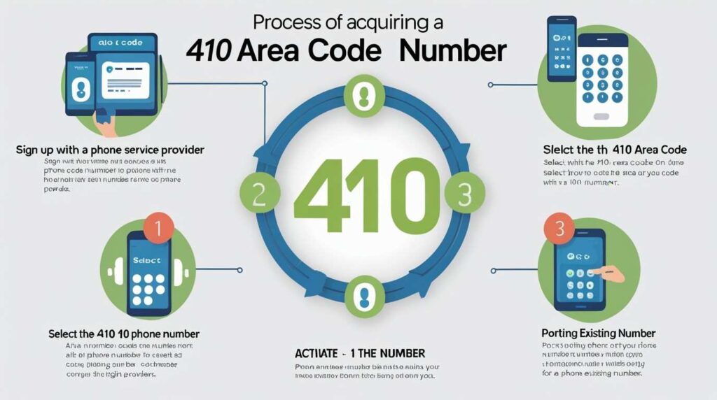 Steps to acquire a 410 area code phone number sign up, select, activate, and port.