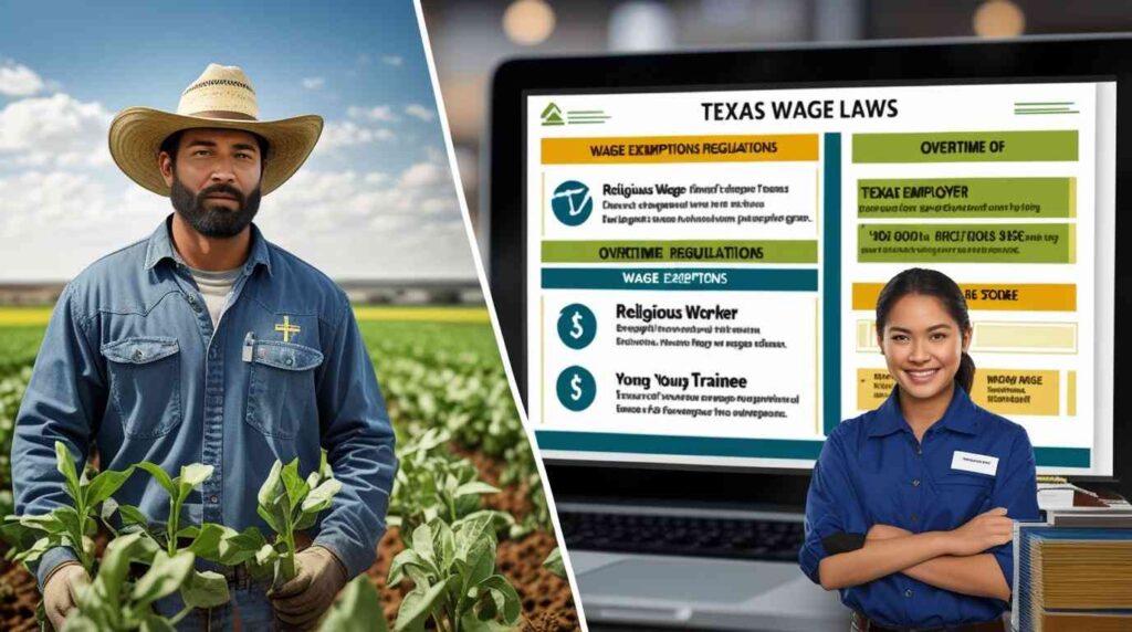 Texas farmworker, religious worker, and trainee representing exemptions from state minimum wage laws.