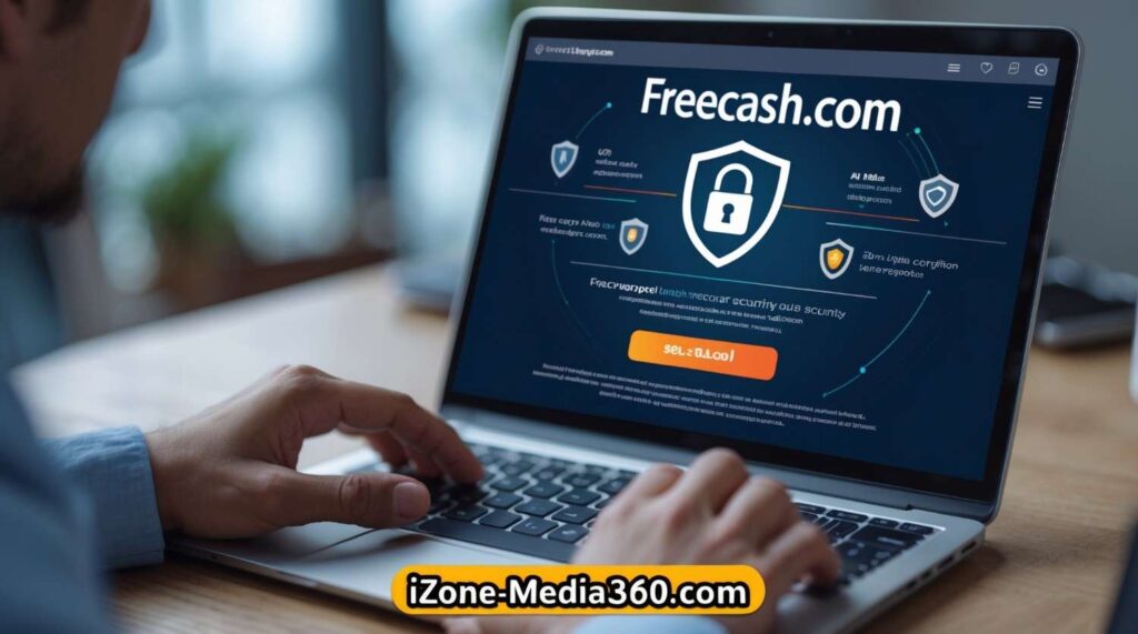 User securely accessing Freecash.com with encryption and identity verification features.